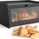 LOHASOK Bread Box for Kitchen Countertop Large Bread Box Farmhouse Bread Container Bread Storage with Window Bread Holder Black