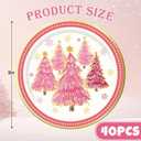 40Pcs 9 Inch Christmas Plates Merry Christmas Disposable Paper Plates Gold Foil Pink Xmas Tree Party Plates for Holiday Party Dinner Tableware Supplies Decor