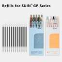 5 x SUIN 0.7mm Gel Ink Pen Refills, Black, 12pcs for SUIN Gel Ink PENS