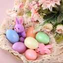 Rossesay 12 Pcs Easter Egg Votive Candles 1.8'' x 2.4'' Colored Unscented Egg Shaped Candles Smokeless Tealights for Easter Party Home Decoration Supplies (Macaron Style)