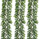 3 Strands Italian Ruscus Artificial Vines, 73" Silk Vine Garland with Green Leaves, Fake Hanging Plants Greenery Decor for Home, Bedroom, Wall, Party, Wedding Decoration