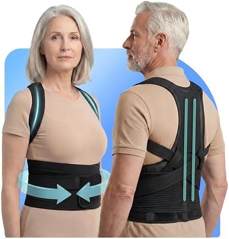 New for 2026 – Posture Corrector for Seniors Women & Men, Advanced Full Back Brace Support for Upper & Lower Back, Spine & Neck Alignment, Reinforced Wide Dual-Layer Waist Support Belt with Shoulder Straightener and Back-Opening Support, Breathable XL