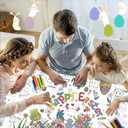 5 x Easter Giant Coloring Tablecloth,Easter Crafts for Kids,Large 30x72 Inch Poster with Bunnies, Eggs, Flowers,Paper Coloring Banner Games Activities Gifts Party Decorations for Party Games