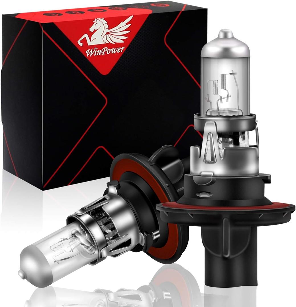 WinPower H13 9008 Halogen Headlight Bulb, Super Bright Warm White 55W/60W 4300K Car High Low Beam Replacement Lamp, Pack of 2