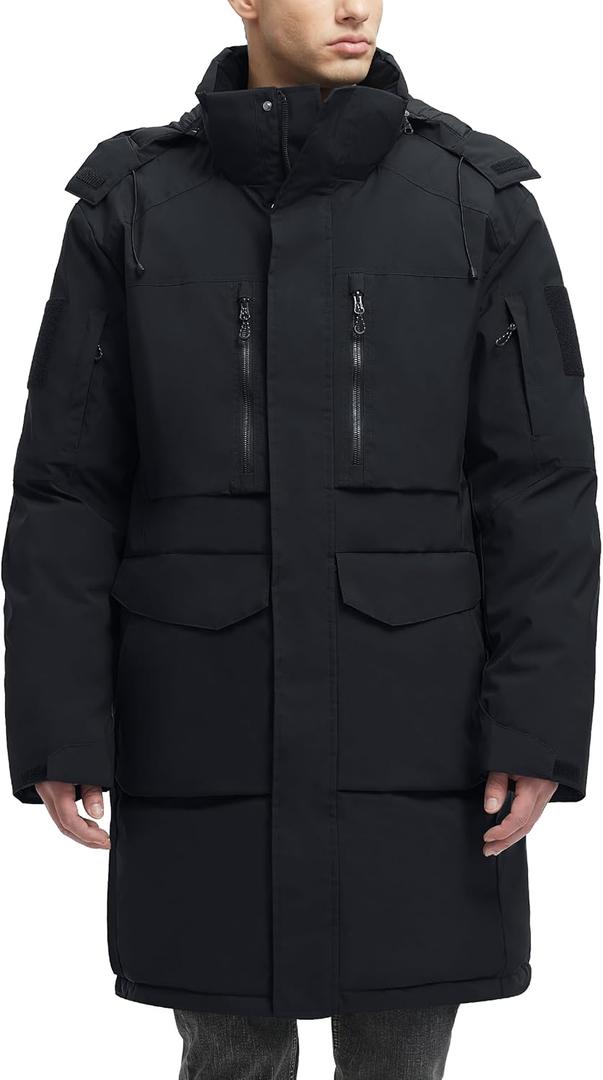 Winter Coats For Men Winter Jackets Water Resistant Warm Thicken Parka Puffer Coat Long Down Jacket (XX-Large, Black)