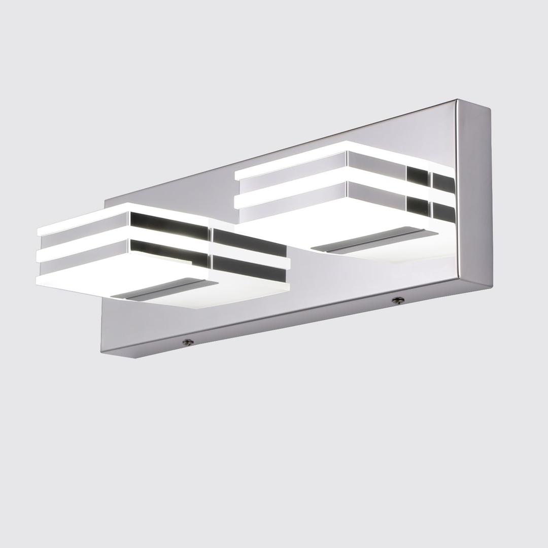 LED Vanity Light Bar 2 light Bathroom Mirror Light Fixtures Modern 12W Bath Lamps Over Mirror 14 Inch Bathroom Wall Lighting Fixtures Chrome Restroom Lights Fixtures over Sink Acrylic Vanity Sconces (Chrome-Not-Dimmable)