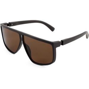 FEISEDY Square Oversized Sunglasses for Women Men Flat Top Fashion Shades B2669 (Brown)