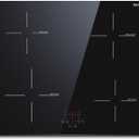 Karinear 24 Inch Induction Cooktop 4 Burner Electric Cooktop, Drop-in Induction Burner with Timer and Child Lock, Pause Function, Vitro Ceramic Glass, 220-240V, 6400W, Hard Wired(No Plug)