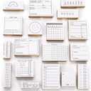 Tosnail 18 Pieces Wood Journal Stamps, Decorative Rubber Stamp Set, Calendar Planner Stamps, Scrapbook Stencils for to Do List, Tasks, Diary, Planner, Letters, Scrapbook, Cards, Crafts