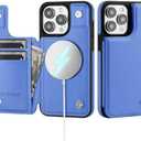 for iPhone 13 Pro Max Wallet Case with Card Holder Compatible with Magsafe Kickstand RFID Blocking Flip Cover Credit Card Slots PU Leather Men Women Phone Case for Apple 13 ProMax, Purple Blue