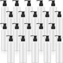 Thyle 20 Pcs Plastic Pump Dispenser Bottle 8 oz Refillable Plastic Bottles Bulk Lotion Container Travel Lock Empty container for Shampoo Massage Oil Dispensing (White bottle, black head)