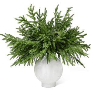 WeGuard 16 Pcs Real Touch Artificial Norfolk Pine Branches, 18 Inches Faux Norfolk Pine Stems Fake Christmas Greenery Picks for Vase DIY Garland Wreath Christmas Decorations Indoor Outdoor