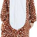 Reindeer Costume Deer Onesie for Adult Women Men Halloween Pajama (Brown)