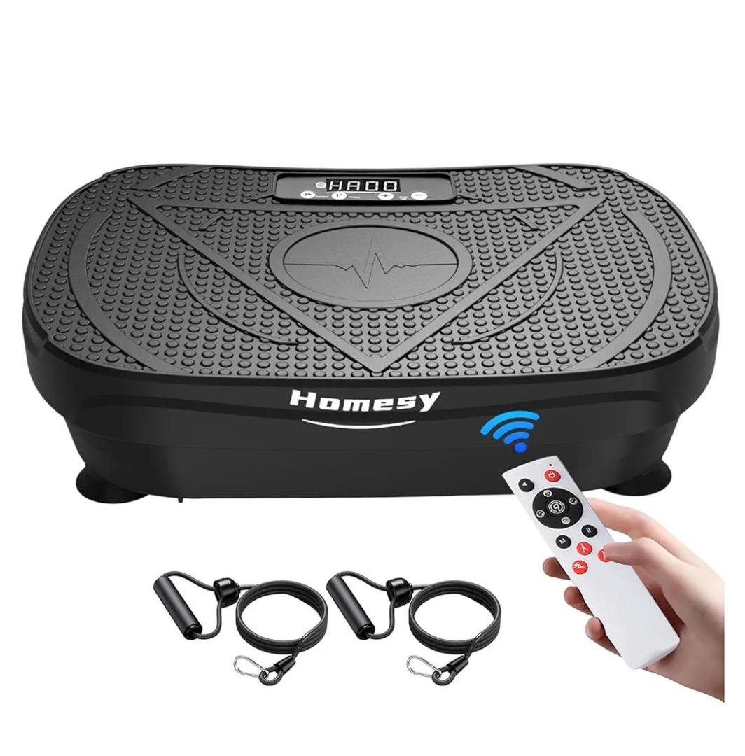 Homesy Vibration Plate Exercise Machine, Vibrating Plate for Lymphatic Drainage, Full Body Shake Platform Board for Home Fitness and Fat Burning, Sport Gym Equipment for Women Men