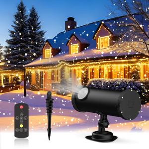 Outdoor White Star Lights Projector, AIRIVO Fairy Lights Projector, Christmas Snowflake Projector with Remote Control, Holiday Halloween Winter Decor Garden Light for Home, Patio, Landscape