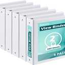 Heture 3 Ring Binder 2 Inch 6 Pack,2" Clear View with Round Rings, PVC-Free,Holds for 450 Sheets 8.5X 11 US Letter Size Paper, Durable White Binders Perfect for Office,School and Home