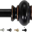 H.VERSAILTEX Single Window Curtain Rods for Windows 28 to 48 Inches Adjustable Decorative 3/4 Inch Diameter with Classic Finials, Black 