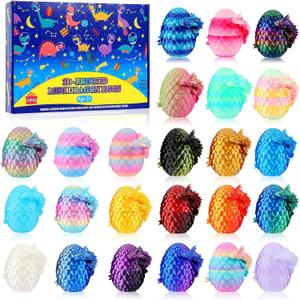 24 Pack 3D Printed Dragon Eggs with Dragon Inside,Prefilled Easter Dragon Egg for Basket Stuffers,Animals Toy Party Favors for Kids,Goodie Bags Stocking Stuffers for Teen Boys Grandkids Girls
