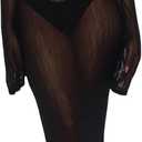 3 Piece Swimsuits for Women Sexy Halter Triangle Thong Bikini Sets with Sheer Mesh Beach Cover Up Dress Vacation Outfits (Black, XS)