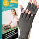 2 Pairs Arthritis Gloves Fingerless Compression Gloves for Relieve Hand Pain, Rheumatoid, Osteoarthritis, Tendonitis, Carpal Tunnel for Women and Men to Daily Work (Gray, Large)