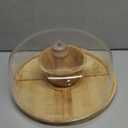 Bamboo Cake Stand with Lid, 6-in-1 Multifunctional Cake Plate, Cake Holder, Serving Tray, Fruit Platter, Salad Bowl, Dessert Table Display & Acrylic Cake Dome Cover (Wood)