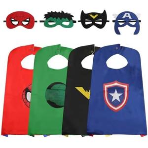 AnRuk Superhero Capes for Kids, Hero Caps and Masks for 4-12 Year Old Boys and Girls, Cartoon Dress Up for Holiday Halloween, Costumes Party Supplies Christmas and Brithday Gifts