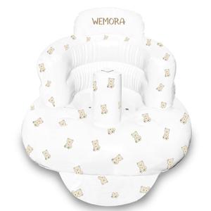 Inflatable Baby Seat for Babies 3-36 Months Built-in Air Pump Toddler Floor Seat with Back Support for Sitting Up Portable Blow Up Baby Chair for Feeding Shower and Playtime (Bear)