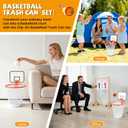 Trash Can with Basketball Hoop, Basketball Trash Can Set, Wastebasket Includes Clip On Basketball Hoop,Fun Basketball Gift,Indoor Basketball Wastebasket for Office, Classroom, Living Room, Party, Gym