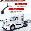 Black Hood Mirror for Kenworth T680 2022 2023 2024 Replacement Driver Left Side OE Kenworth T680 Next Generation Mirror Accessories