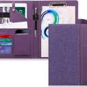 Toplive Portfolio Case Padfolio, Executive Business Document Organizer with Letter Size Clipboard, Business Card Holder, Tablet Sleeve, for Business School Office Conference, Purple