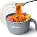 Layron Ramen Cooker Bowl - 45 oz Microwaveable Noodle Bowl Ramen in few Minutes- BPA Free and Dishwasher Safe Set with Chopsticks Perfect for Dorm, Small Kitchen, or Officee (grey) (Gray)