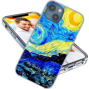 for iPhone 14 Plus Case for Girl Women Men,Shockproof Thin Slim Soft TPU Clear Protective Phone Case Cover with Design for iPhone 14 Plus 6.7,Famous Painting Van Gogh Starry Night