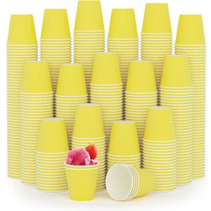 Turbo Bee 600Pack 3oz Small Paper Cups,Disposable Yellow Bathroom Cups for Party, Picnic,Travel and Event