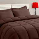 TAIMIT Brown Full Size Comforter Set  7 Pieces, Bed in a Bag Bedding Sets with All Season Soft Quilted Warm Fluffy Reversible Comforter,Flat Sheet,Fitted Sheet,2 Pillow Shams,2 Pillowcases
