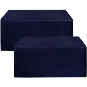 HolidayIdeas Fitted Navy Table Covers - 96 x 30 Inch - 2 Pack Rectangle Tablecloths for 8 Foot Tables, Polyester Fabric Tablecloth for Parties, Holiday Dinner, Wedding, Trade Show