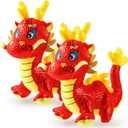 2 Pcs Chinese Dragon Plush 2026 Year of The Dragon Stuffed Animal Plush Chinese New Year Plush Decoration Mascot Doll Plushies for Spring Festival Bedtime Gift Bed Rest Chair Table Decoration(Lucky)