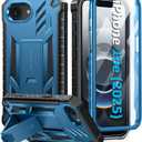 FNTCASE for iPhone 16e Phone Case: Military Grade Drop Proof Protection Mobile Cover with Kickstand | Matte Textured Rugged Shockproof TPU | Protective Sturdy iPhone 16e Cases 2025 - Blue