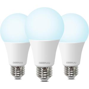DEGNJU 100W Equivalent A19 5000K Daylight LED Light Bulbs, 1500 Lumens, E26 Base, Non-Dimmable, 13W Bright White for Bedroom Home Office, 2 Pack