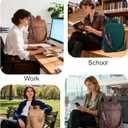 FADEON Leather Laptop Backpack for Women Designer 15.6 inch PU Laptop Bag, Ladies Travel Computer Work Backpack Black