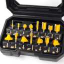 MNA Router Bits Set 15 Pieces 1/4 Inch, Router Bits Kit, DIYer Woodworking Tools, Carrying Case