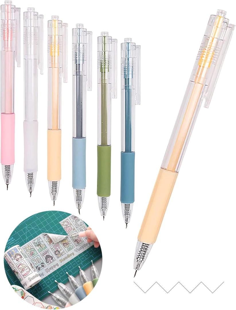 Knife Pen Craft Cutting Tools - Precision Paper Cutter Pen with Refillable Tungsten Steel Cutter Head Refill, 6 PACK