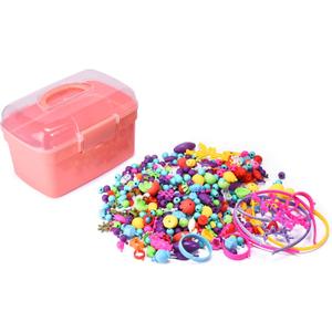Jewelkeeper Bracelet Jewelry Making Kit for Girls - Arts and Crafts for Kids - Snap Pop Beads - Charm Bracelet Making Kit for Girls - DIY Necklace Hairband Bracelet Ring Earring - Gifts Toy Set - Pink