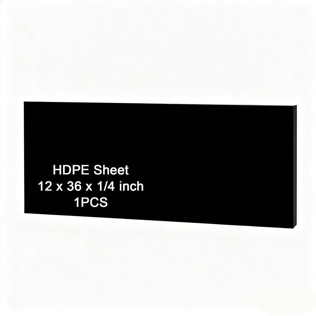 HDPE Sheet 1/4-12" x 36" High Density Polyethylene Sheets with Protective Film 1/4 Thick HDPE Plastic Sheet Board Solid Plastic Block for Flat Panel DIY Projects Machining Home (Black)