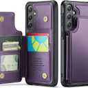 Vinich for Samsung Galaxy S24 Wallet Case with Card Holder, RFID Blocking Credit Slots Kickstand Shockproof Phone Cover Fit for Galaxy S24 6.2" Purple