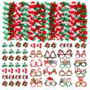 Atonofun 64 PCS Leis for Christmas Party Decorations- Leis Bulk, Red and Green Flower Lei for Adults Birthday Christmas Party Favors Supplies