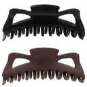 Extra Large Claw Clips for Thick Hair and Long Hair, 2 Pack XXl Jumbo Claw clips, Oversized Matte Non-slip Butterfly Hair Clips for Women, Big Strong Hold Jaw Clip, Black and Brown