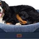 EHEYCIGA Orthopedic XL Dog Bed for Large Sized Dog, 42x30x7.5 Inch Extra Large Memory Foam Dog Couch Bed with Sides, Waterproof Liner & Washable Removable Cover, Bolster Pet Sofa, Navy
