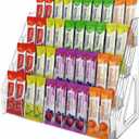 4-Tier Acrylic Drink Packet Organizer with 20 Compartments, Sugar Packets Drink Mix Organizer, Water Flavor Packet Holder for Kitchen Pantry Cabinet Storage Coffee Station