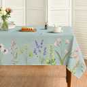 Horaldaily Spring Tablecloth 60120 Inch Rectangular, Watercolor Wild Flowers Blooming Floral Green Washable Seasonal Table Cover for Party Picnic Dinner Decor