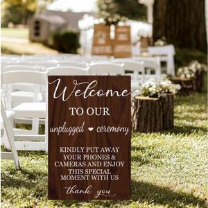 welcome to our unplugged ceremony Wood sign wedding welcome signs, No Phones wedding sign wood, rustic wedding Decorations 24x16 Inch